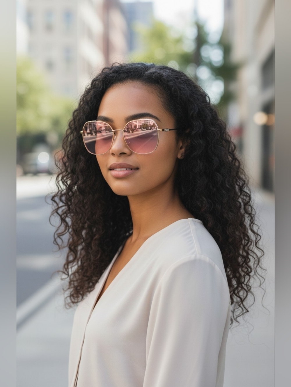 True Religion Rose-Tint Oversized Round Sunglasses, UVA/UVB protection, New - Picture 6 of 6